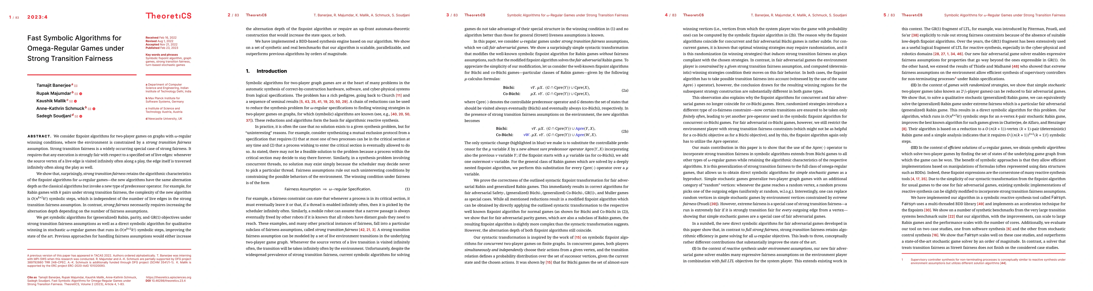 Thumbnail for Fast Symbolic Algorithms for Omega-Regular Games under Strong Transition
  Fairness