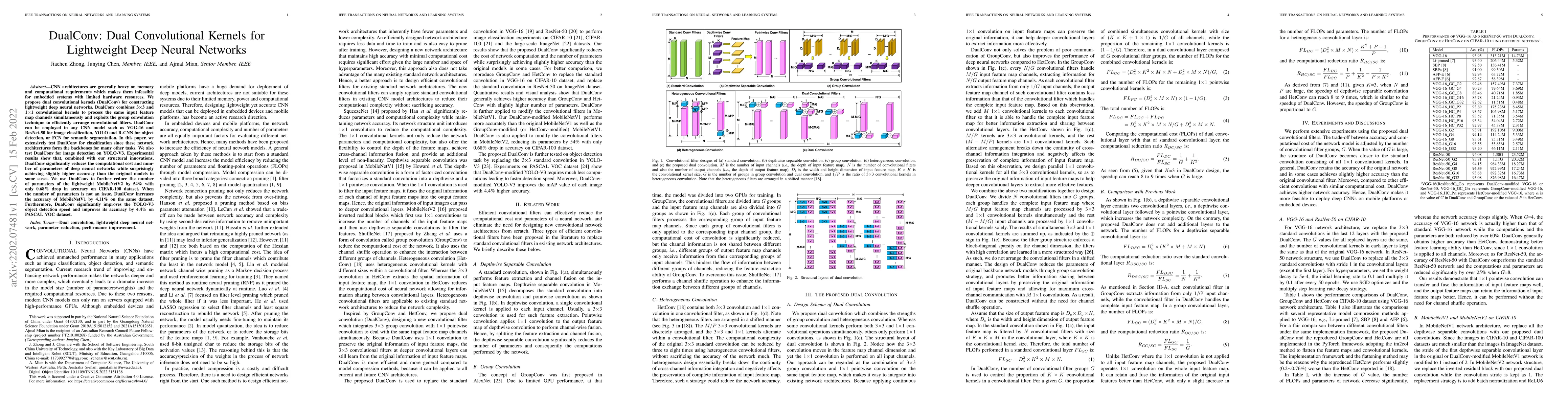 Thumbnail for DualConv: Dual Convolutional Kernels for Lightweight Deep Neural
  Networks