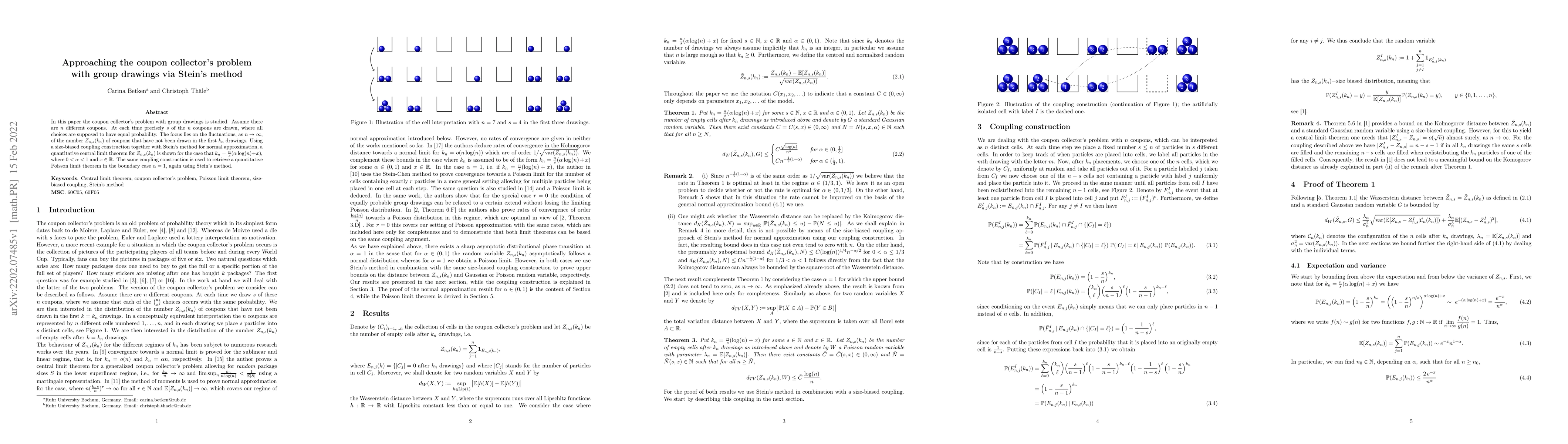 Thumbnail for Approaching the coupon collector's problem with group drawings via
  Stein's method