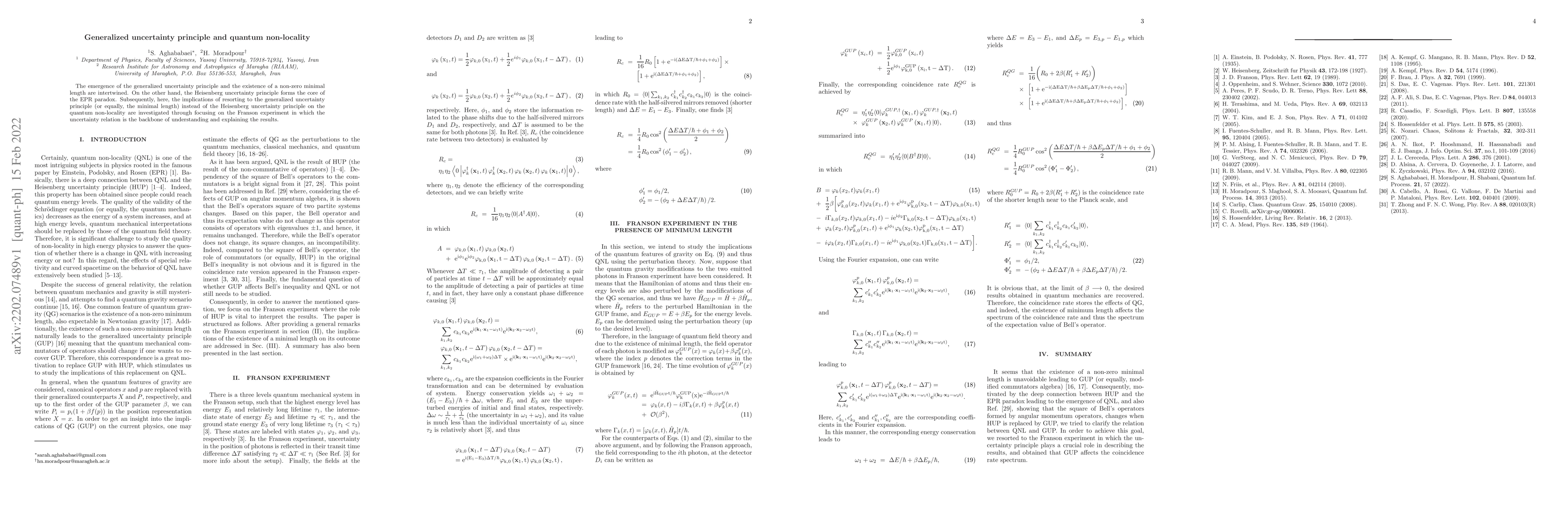 Thumbnail for Generalized uncertainty principle and quantum non-locality