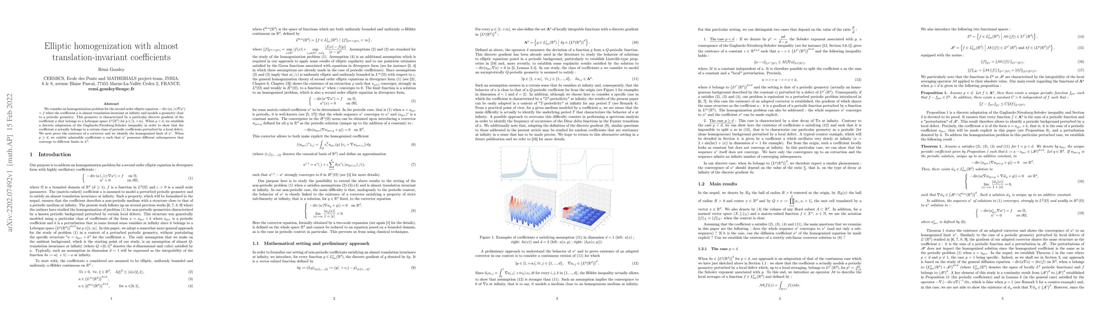Thumbnail for Elliptic homogenization with almost translation-invariant coefficients