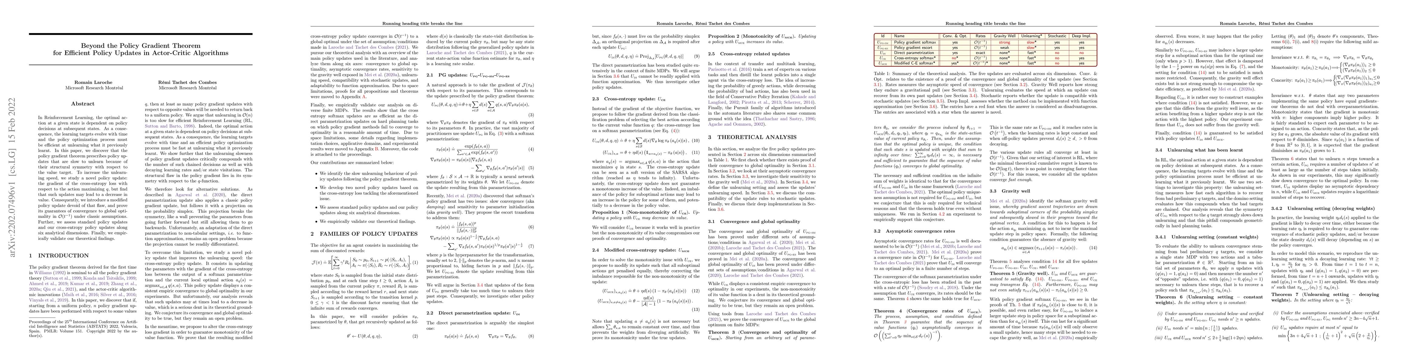 Thumbnail for Beyond the Policy Gradient Theorem for Efficient Policy Updates in
  Actor-Critic Algorithms