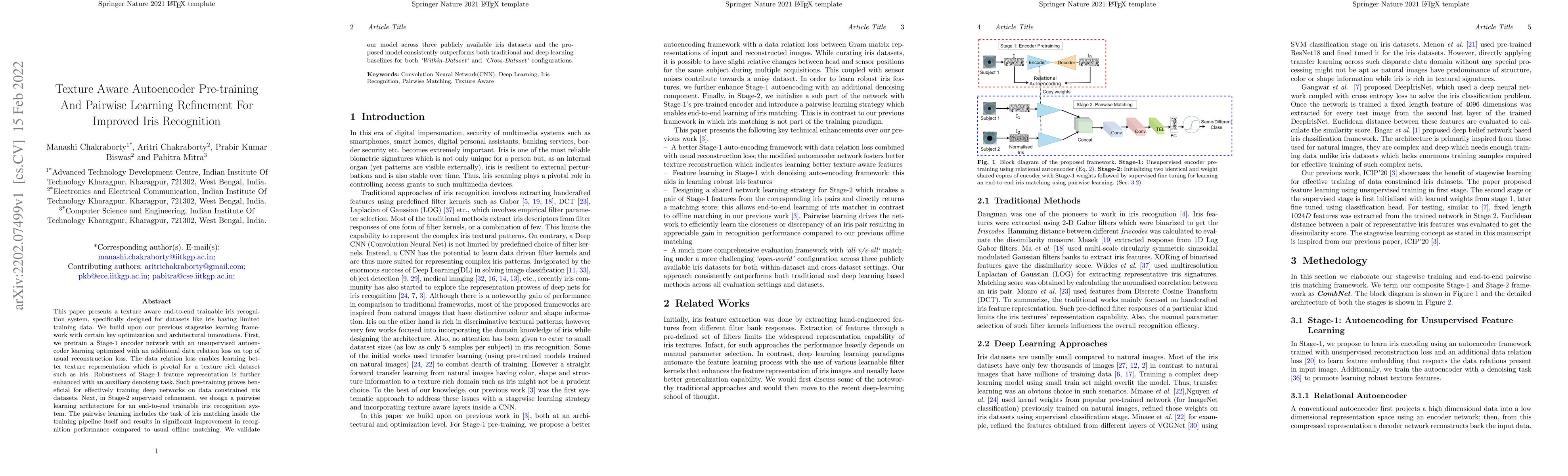Thumbnail for Texture Aware Autoencoder Pre-training And Pairwise Learning Refinement
  For Improved Iris Recognition