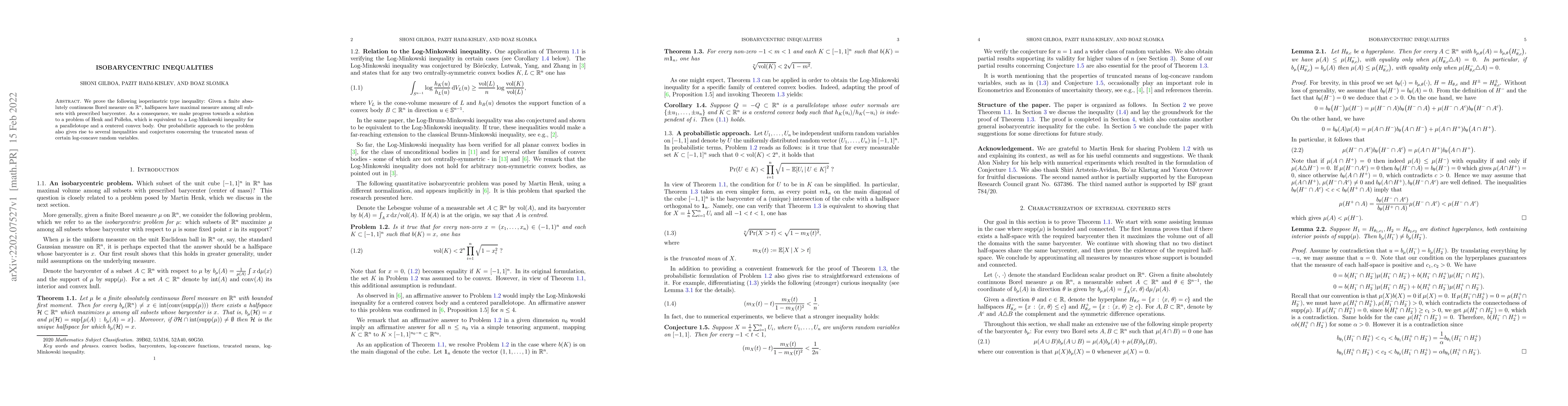 Thumbnail for Isobarycentric Inequalities