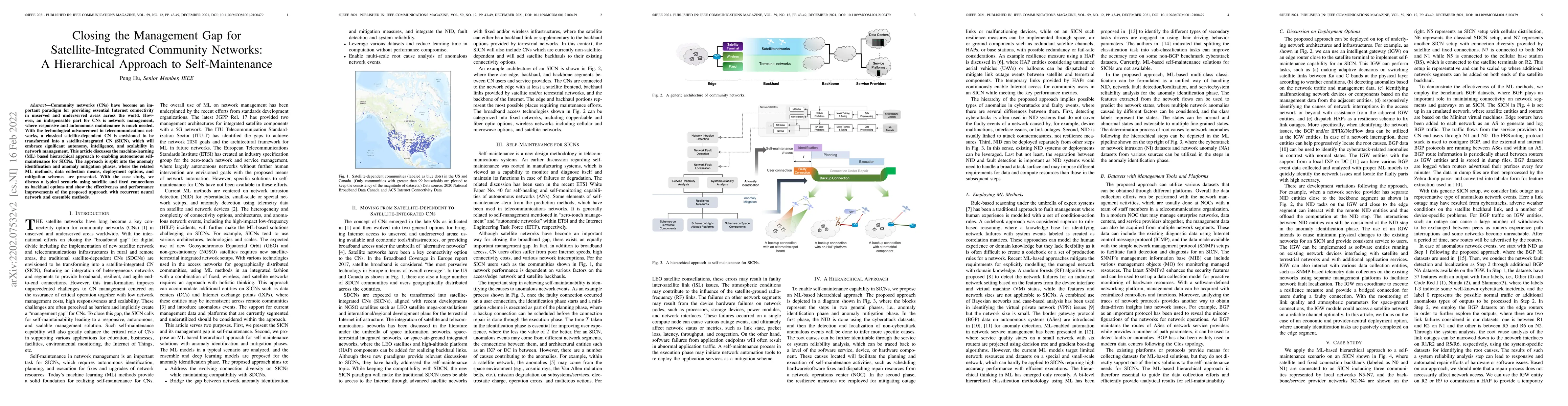Thumbnail for Closing the Management Gap for Satellite-Integrated Community Networks:
  A Hierarchical Approach to Self-Maintenance