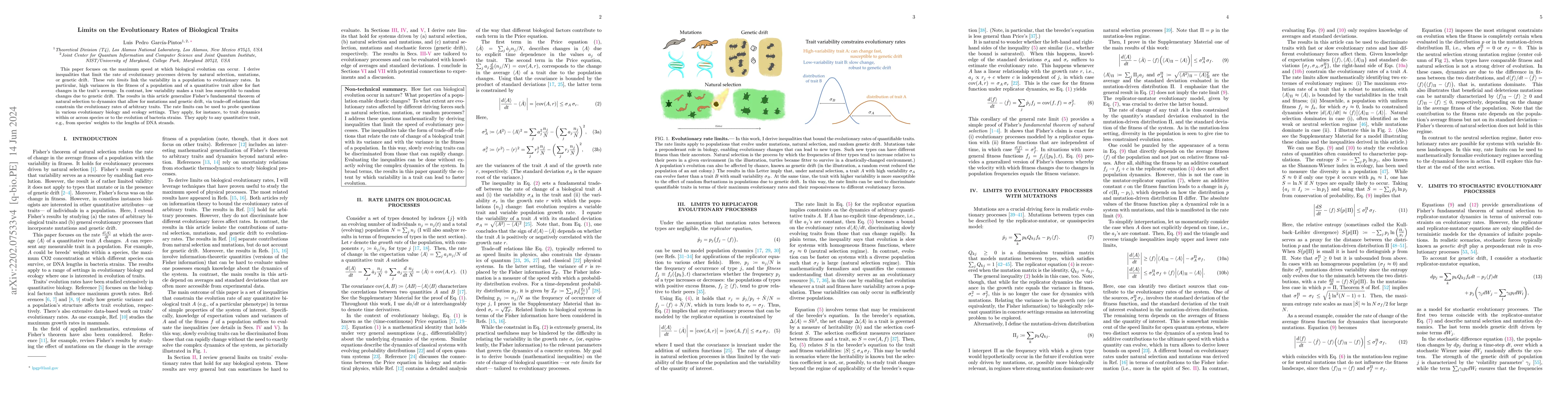 Thumbnail for Limits on the Evolutionary Rates of Biological Traits