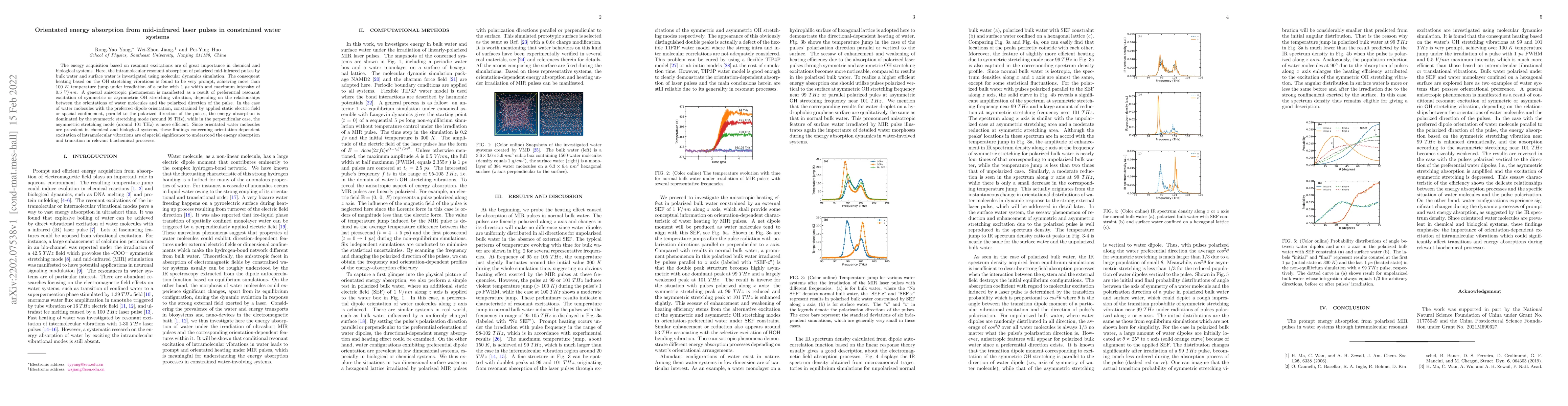 Thumbnail for Orientated energy absorption from mid-infrared laser pulses in
  constrained water systems