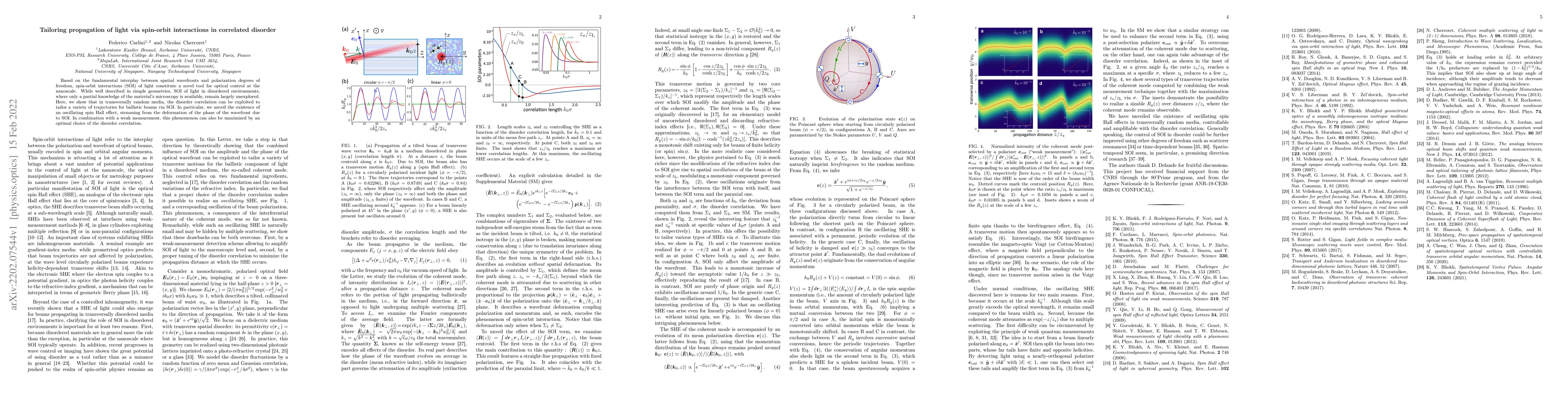 Thumbnail for Tailoring propagation of light via spin-orbit interactions in correlated
  disorder