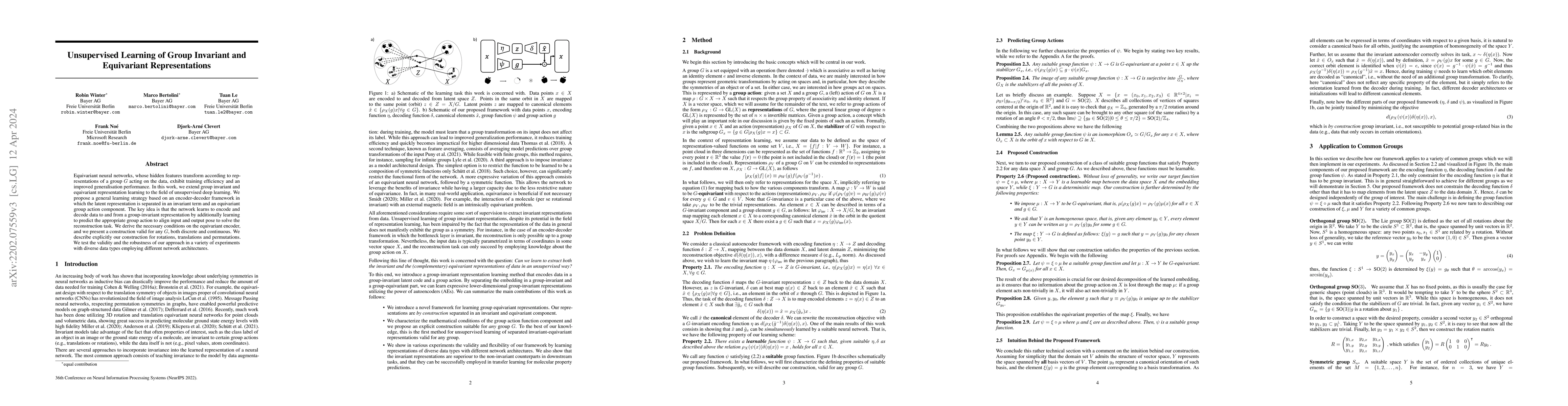 Thumbnail for Unsupervised Learning of Group Invariant and Equivariant Representations