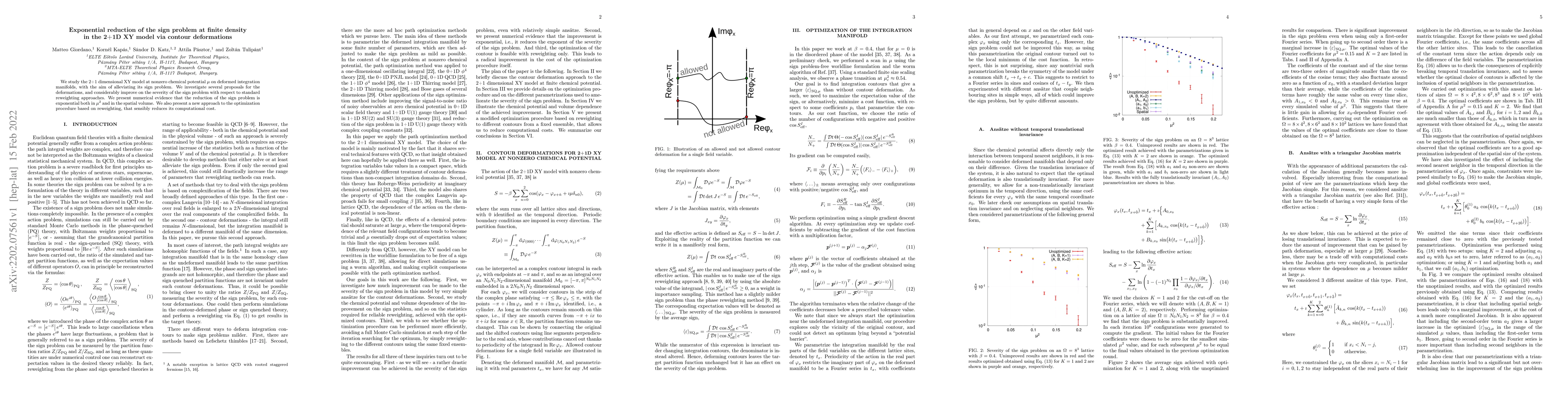 Thumbnail for Exponential reduction of the sign problem at finite density in the 2+1D
  XY model via contour deformations