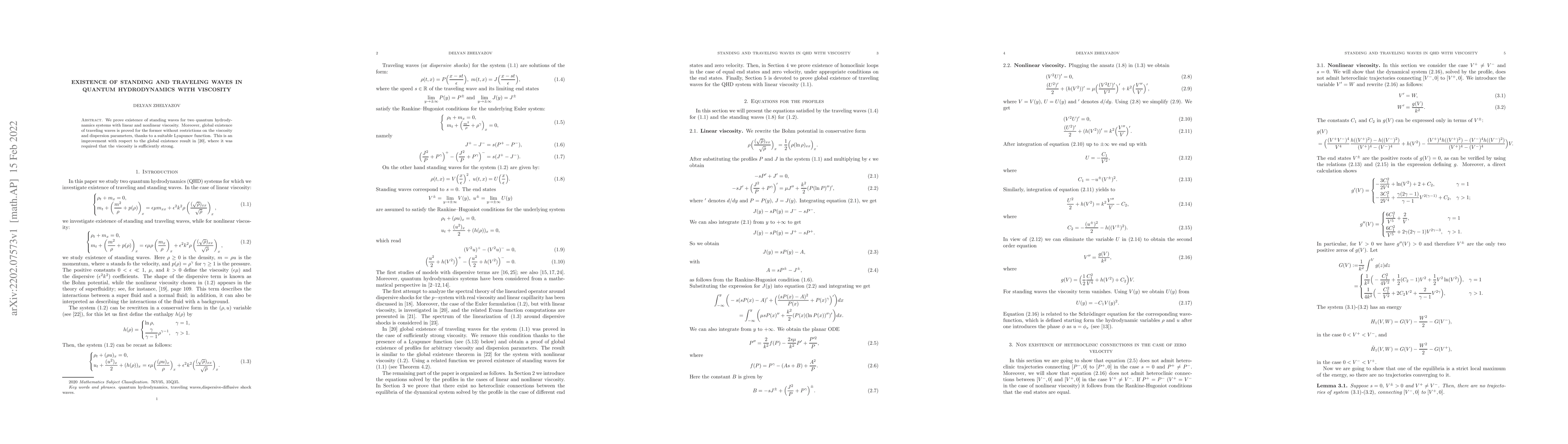 Thumbnail for Existence of standing and traveling waves in quantum hydrodynamics with
  viscosity
