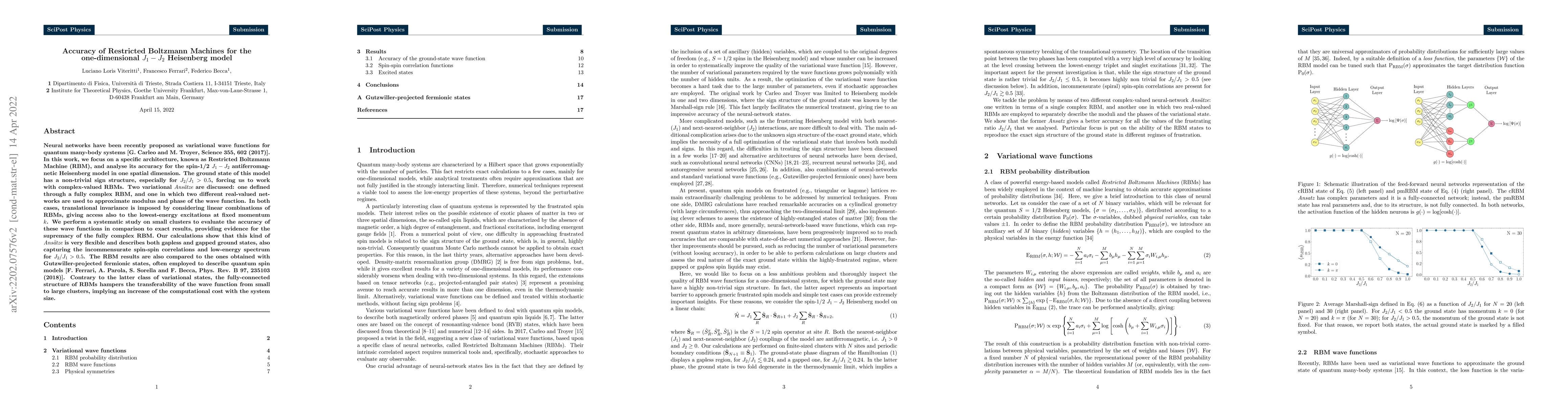 Thumbnail for Accuracy of Restricted Boltzmann Machines for the one-dimensional
  $J_1-J_2$ Heisenberg model