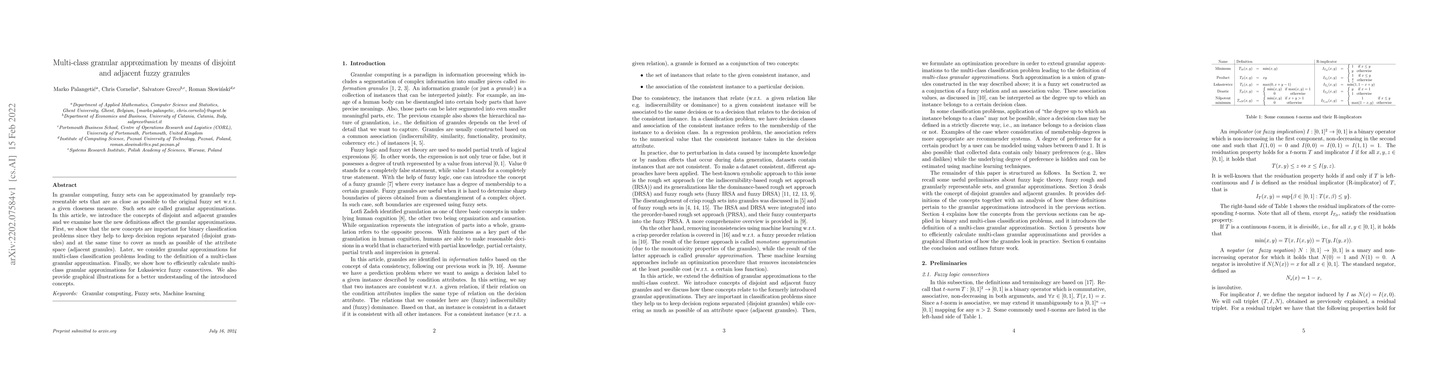 Thumbnail for Multi-class granular approximation by means of disjoint and adjacent
  fuzzy granules