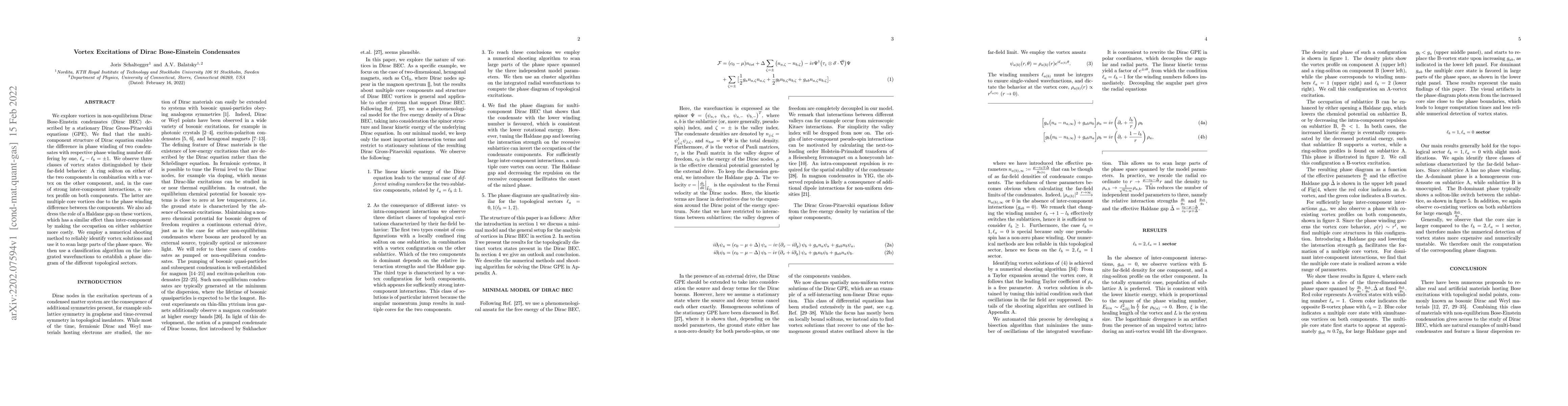 Thumbnail for Vortex Excitations of Dirac Bose-Einstein Condensates