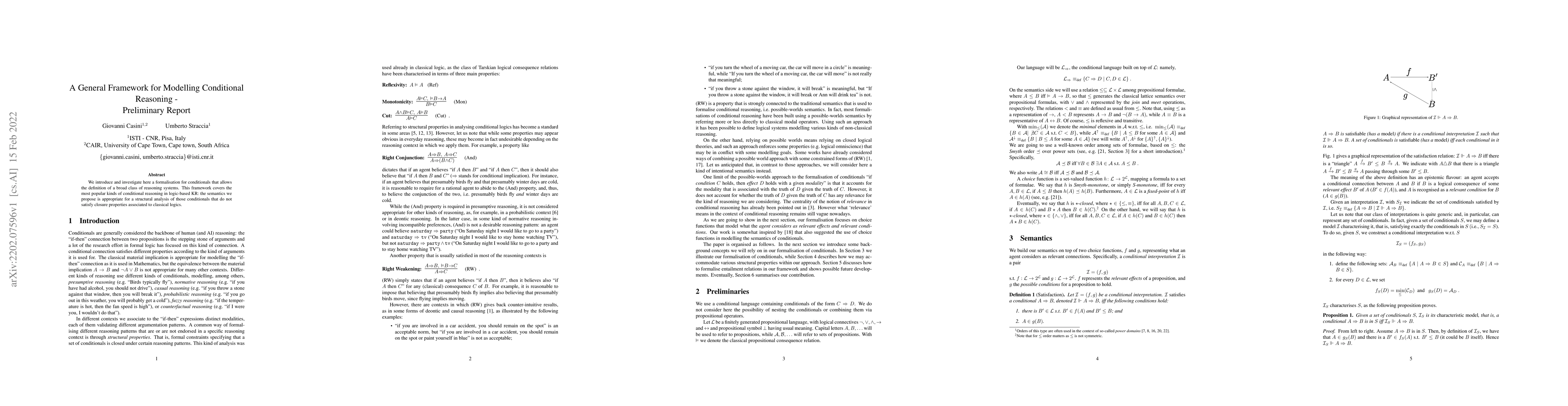 Thumbnail for A General Framework for Modelling Conditional Reasoning -- Preliminary
  Report