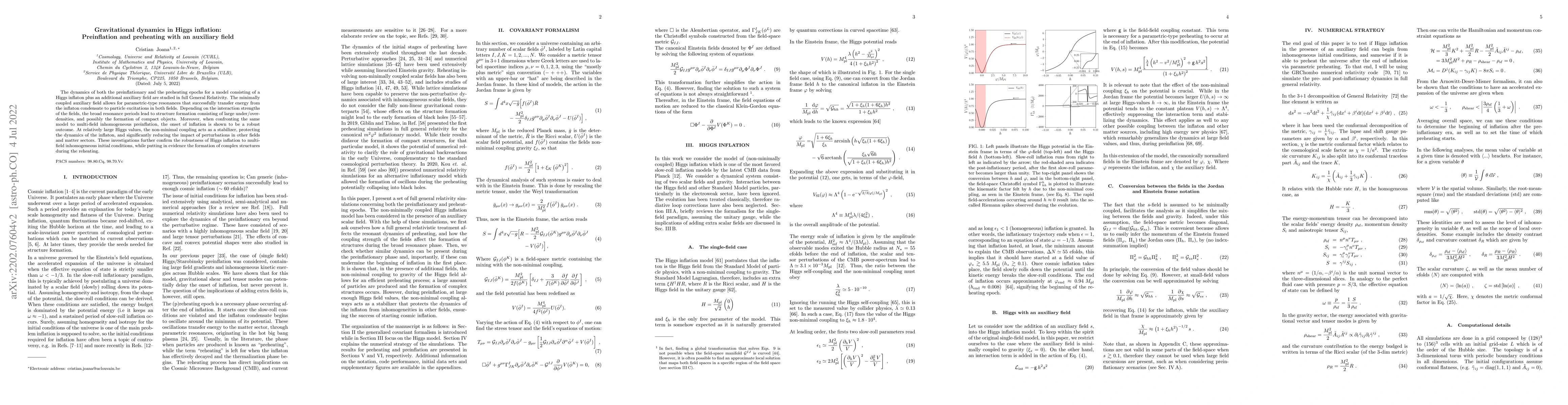 Thumbnail for Gravitational dynamics in Higgs inflation: Preinflation and preheating
  with an auxiliary field