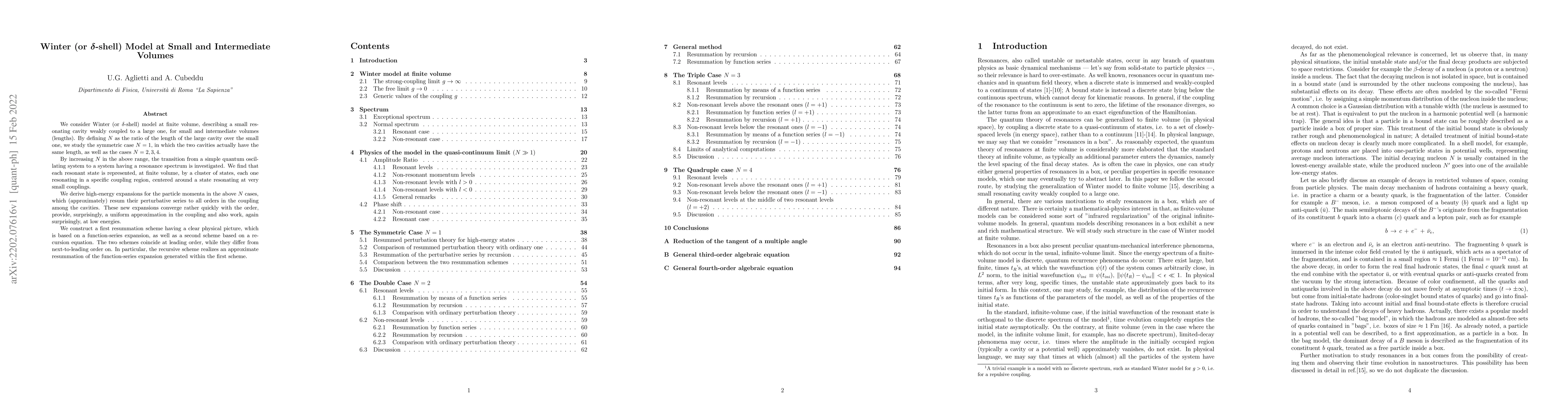 Thumbnail for Winter (or delta-shell) Model at Small and Intermediate Volumes