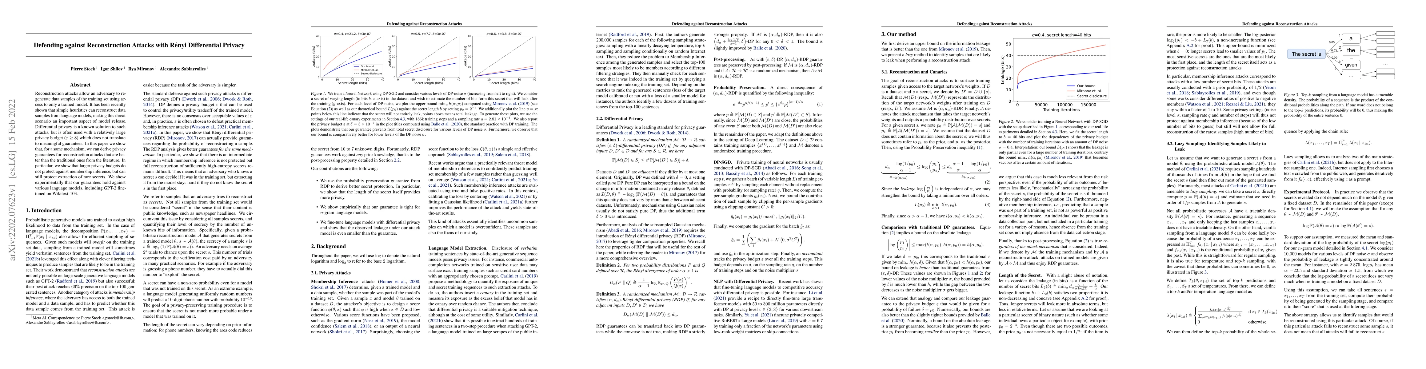 Thumbnail for Defending against Reconstruction Attacks with R\'enyi Differential
  Privacy