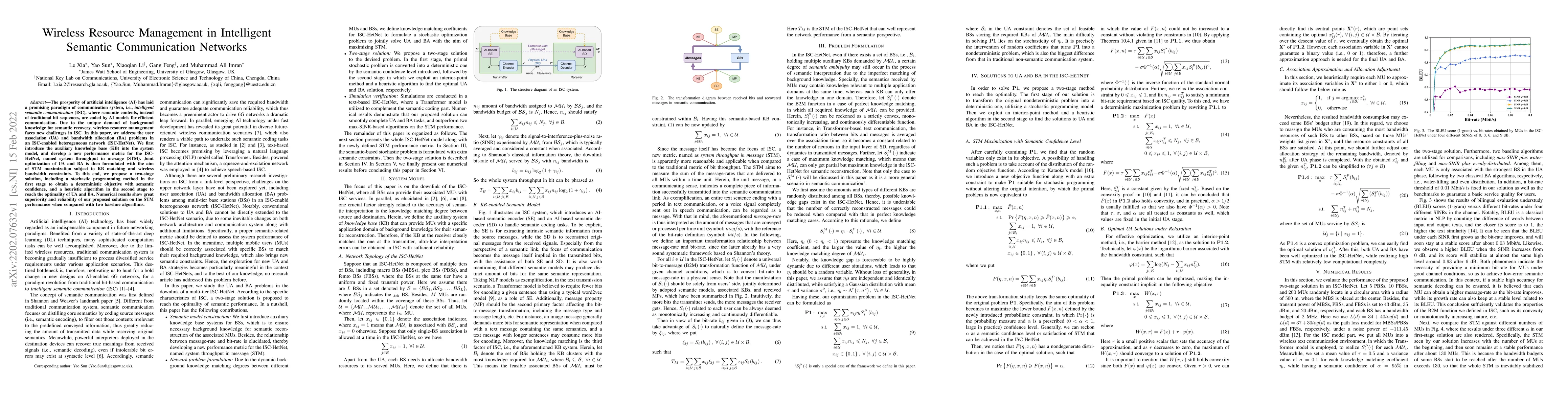 Thumbnail for Wireless Resource Management in Intelligent Semantic Communication
  Networks