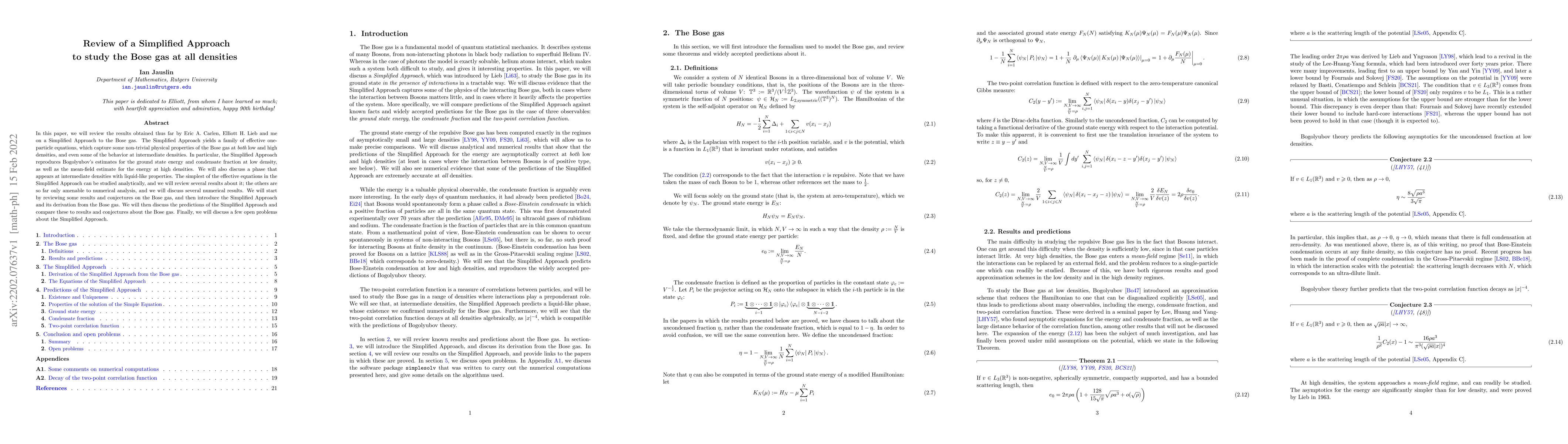 Thumbnail for Review of a Simplified Approach to study the Bose gas at all densities