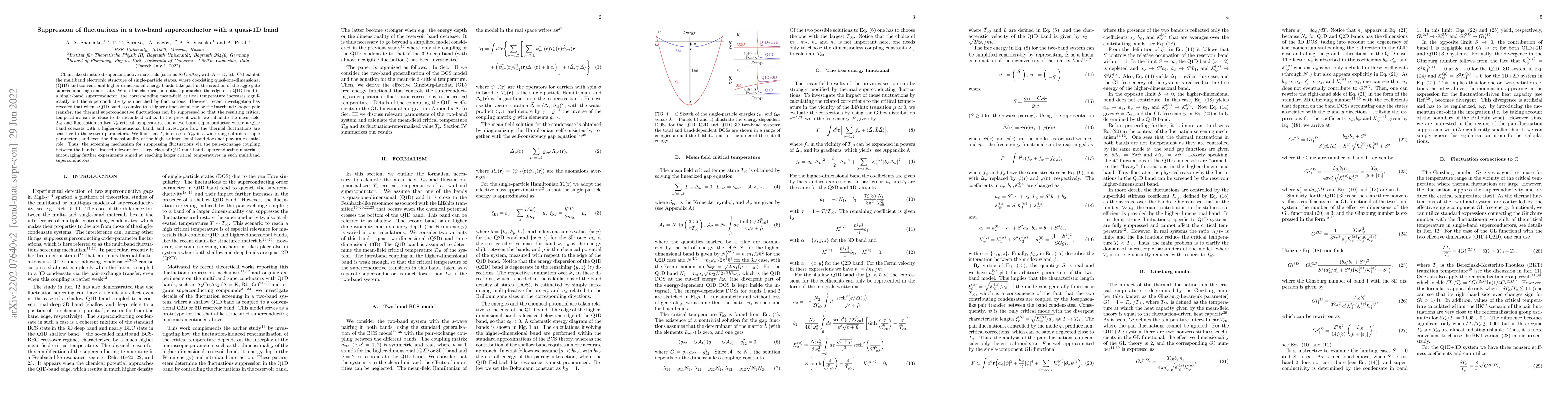 Thumbnail for Suppression of fluctuations in a two-band superconductor with a quasi-1D
  band