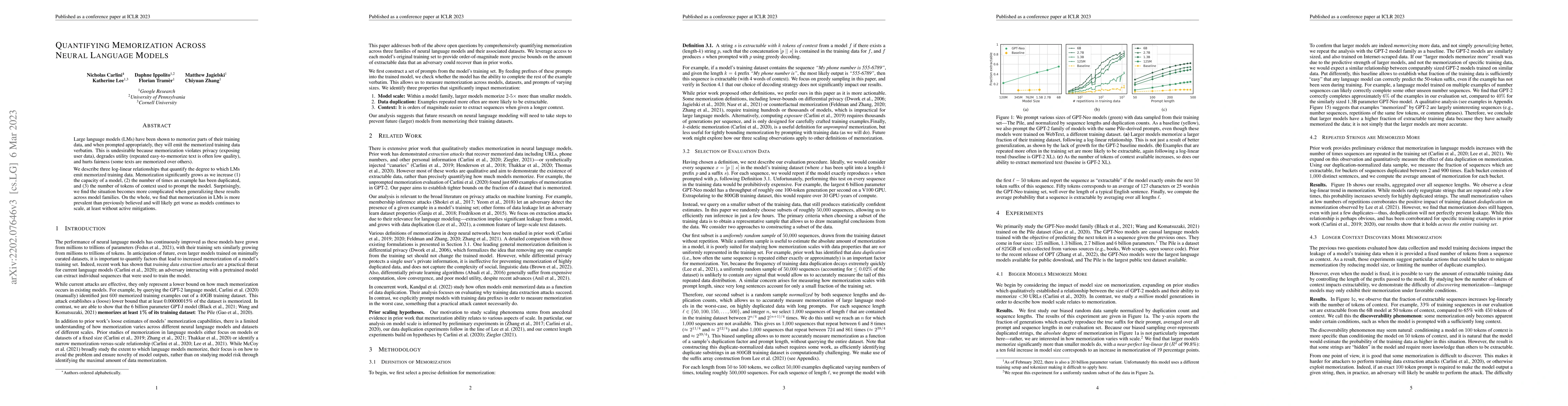 Thumbnail for Quantifying Memorization Across Neural Language Models