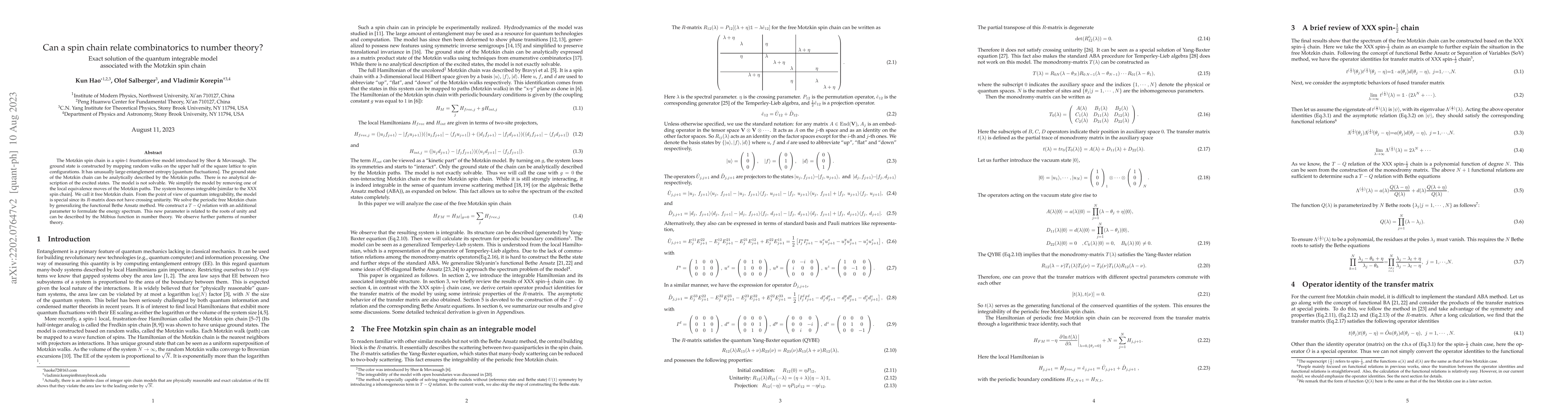 Thumbnail for Can a spin chain relate combinatorics to number theory?