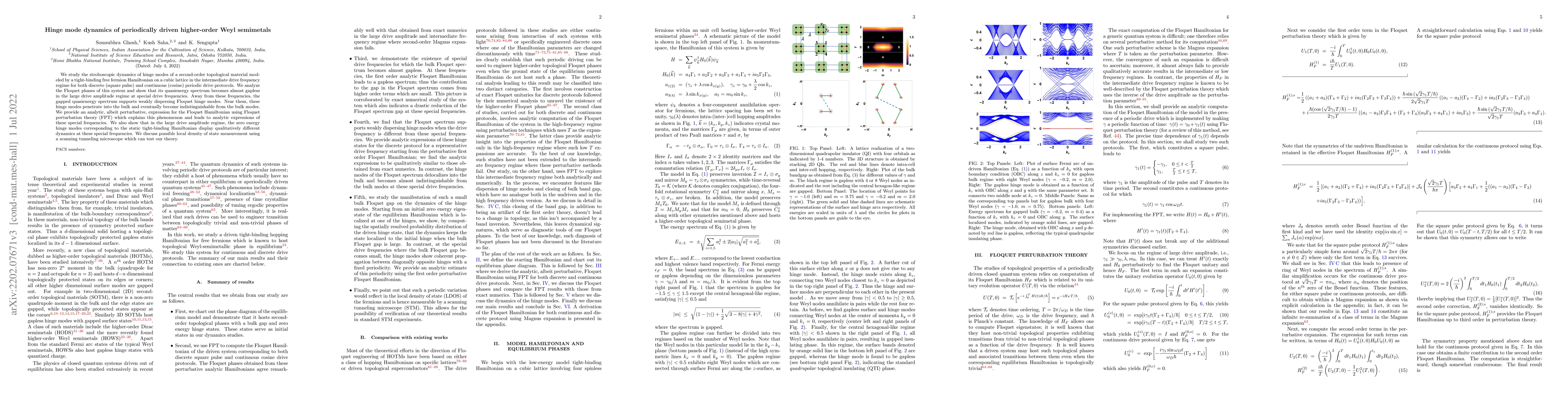 Thumbnail for Hinge mode dynamics of periodically driven higher-order Weyl semimetals