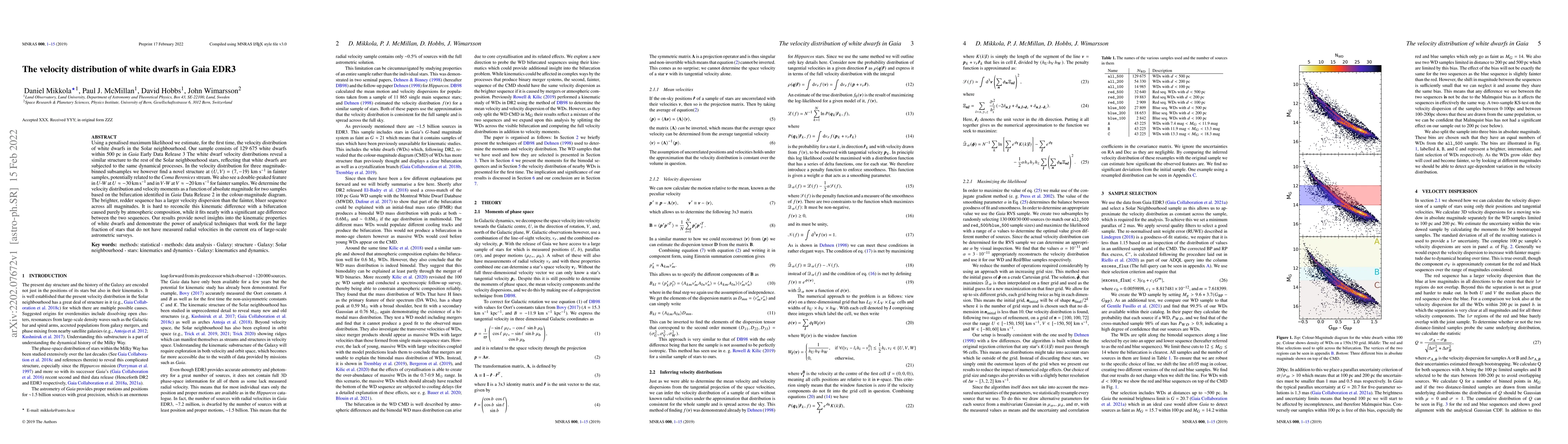 Thumbnail for The velocity distribution of white dwarfs in Gaia EDR3