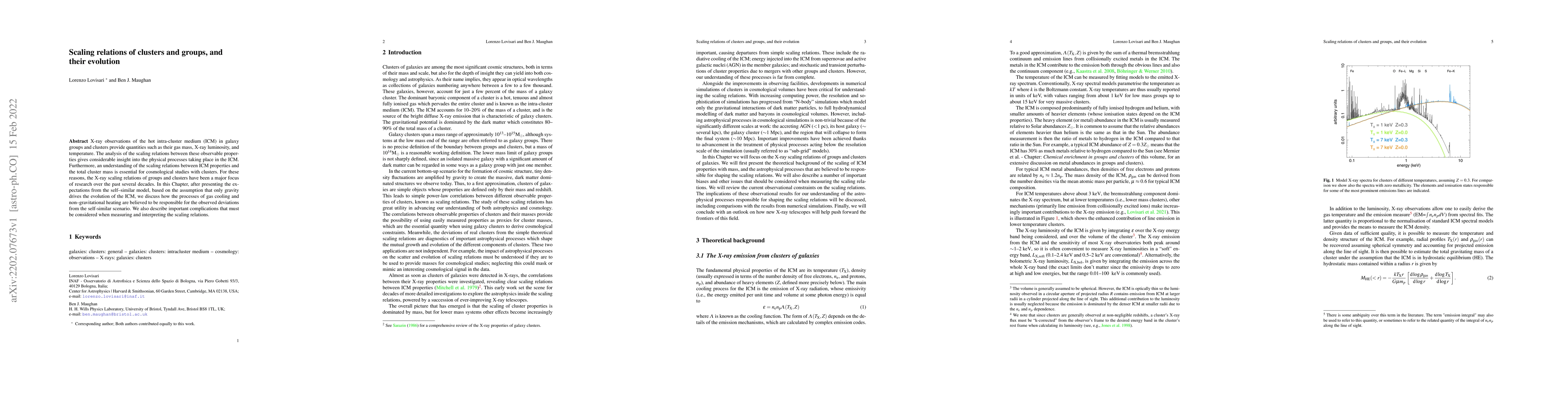 Thumbnail for Scaling relations of clusters and groups, and their evolution