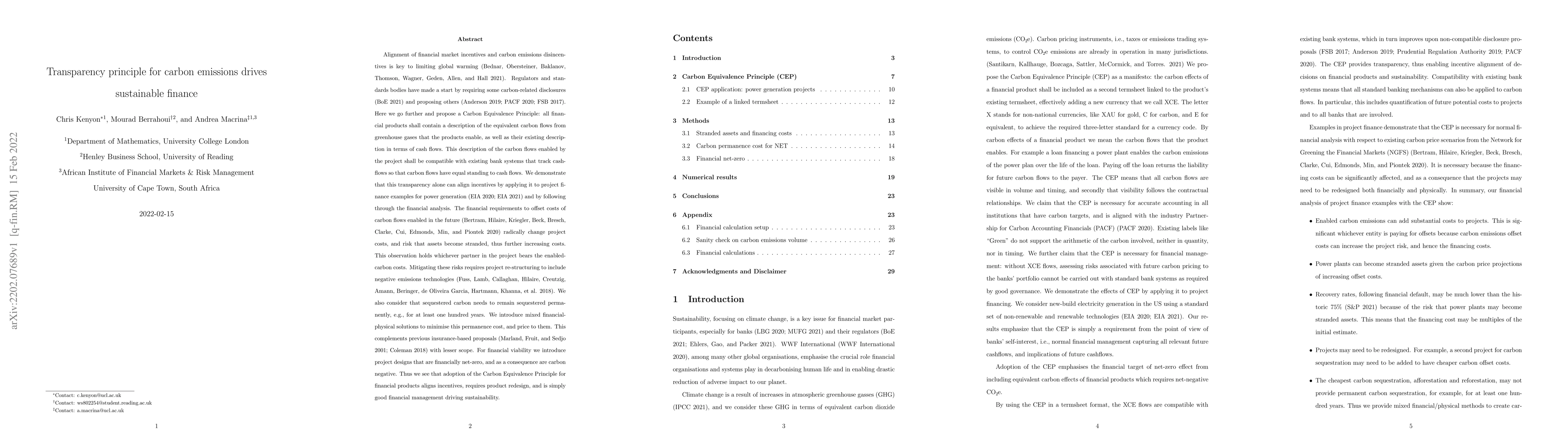 Thumbnail for Transparency principle for carbon emissions drives sustainable finance