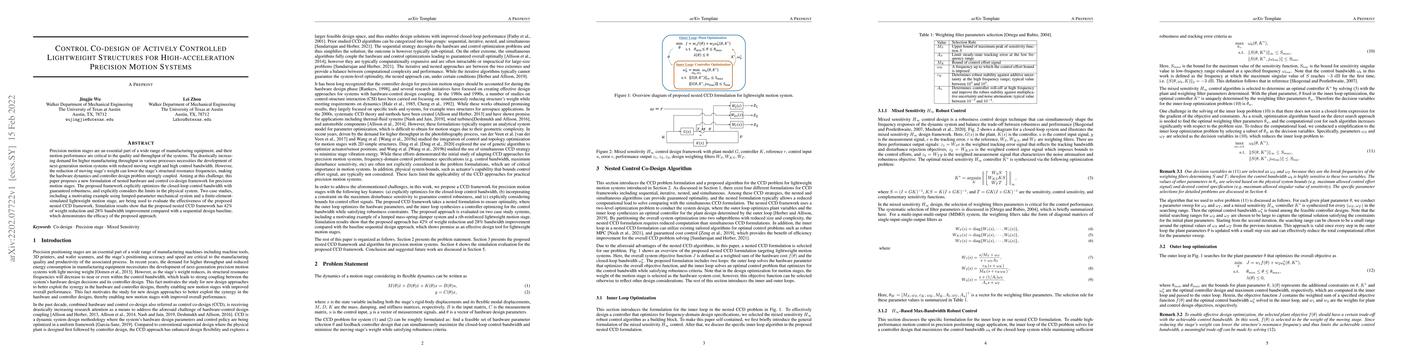 Thumbnail for Control Co-design of Actively Controlled Lightweight Structures for
  High-acceleration Precision Motion Systems