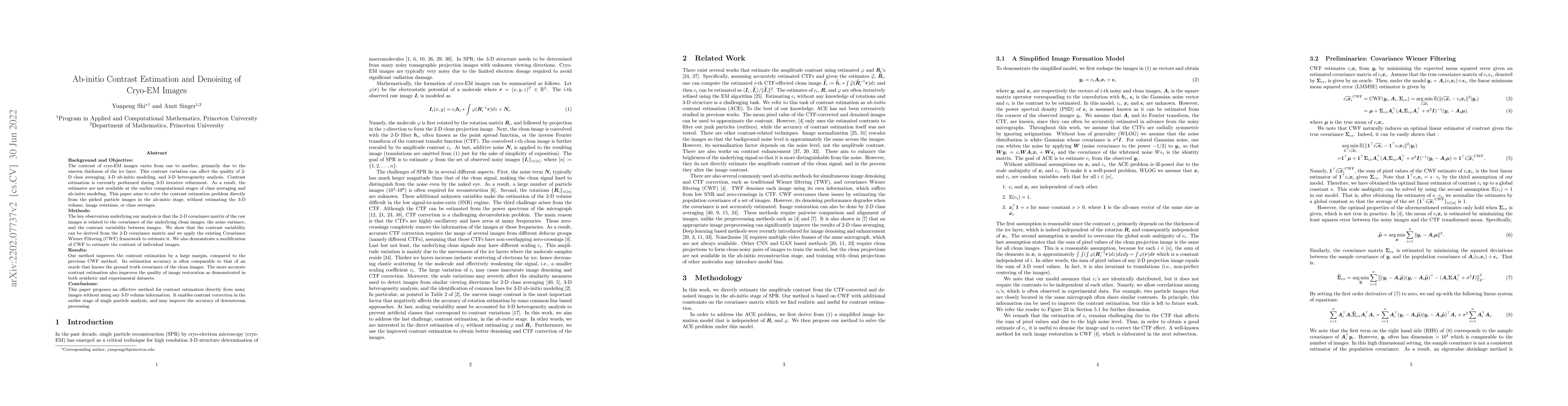 Thumbnail for Ab-initio Contrast Estimation and Denoising of Cryo-EM Images