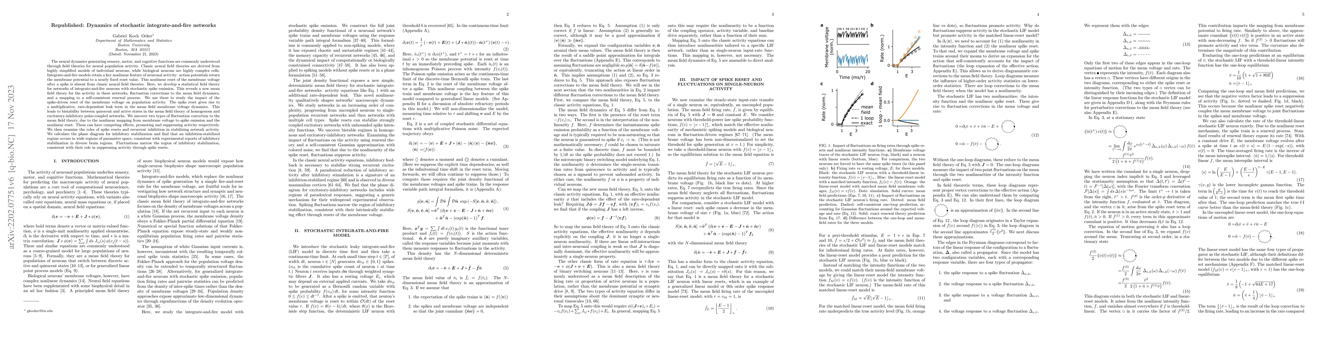 Thumbnail for Dynamics of stochastic integrate-and-fire networks