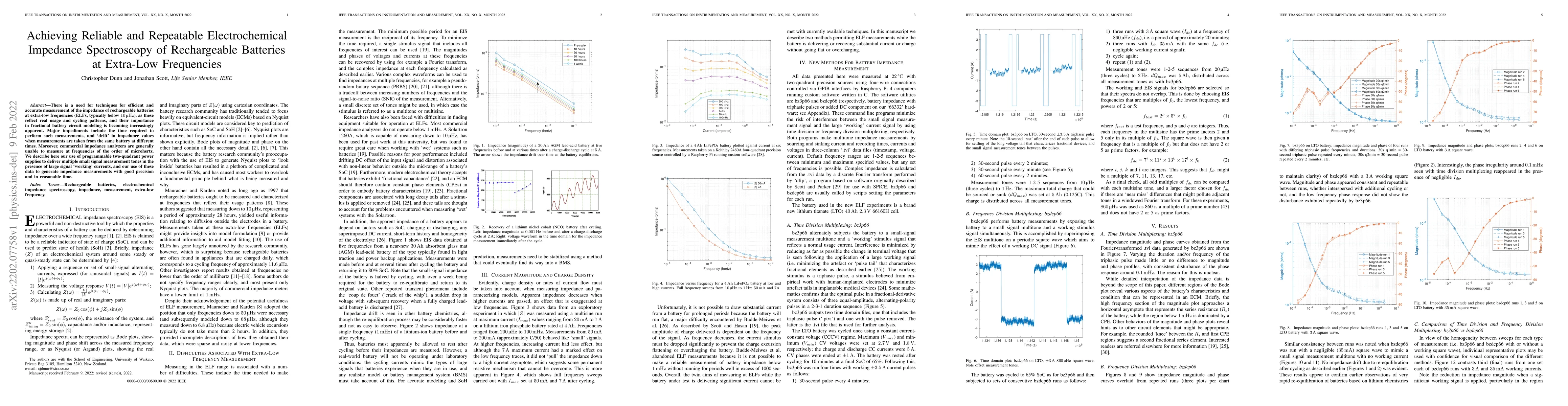 Thumbnail for Achieving Reliable and Repeatable Electrochemical Impedance Spectroscopy
  of Rechargeable Batteries at Extra-Low Frequencies