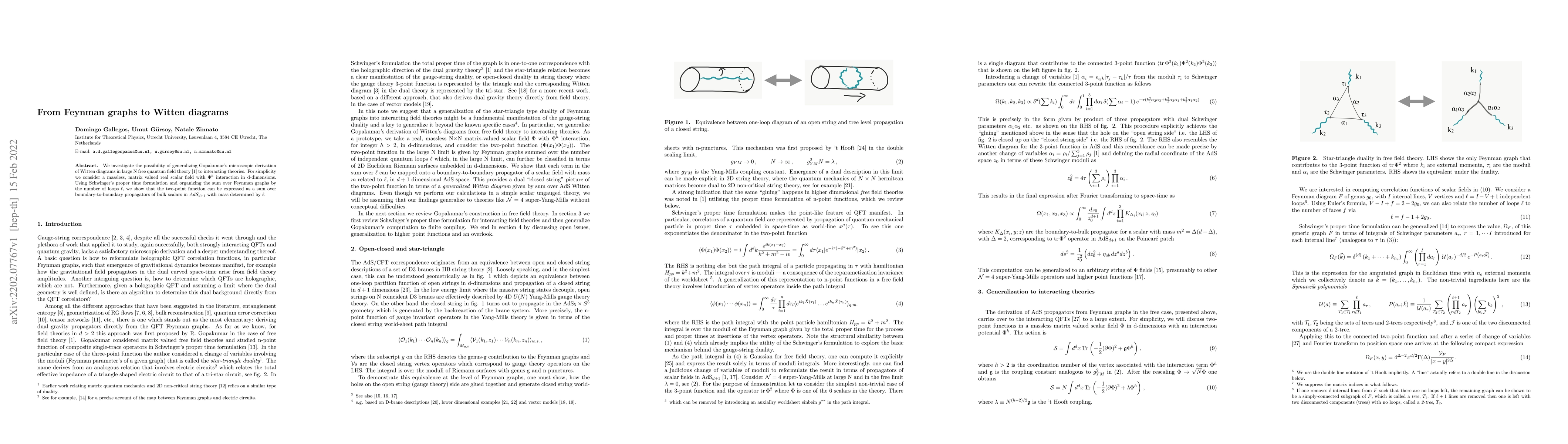 Thumbnail for From Feynman graphs to Witten diagrams