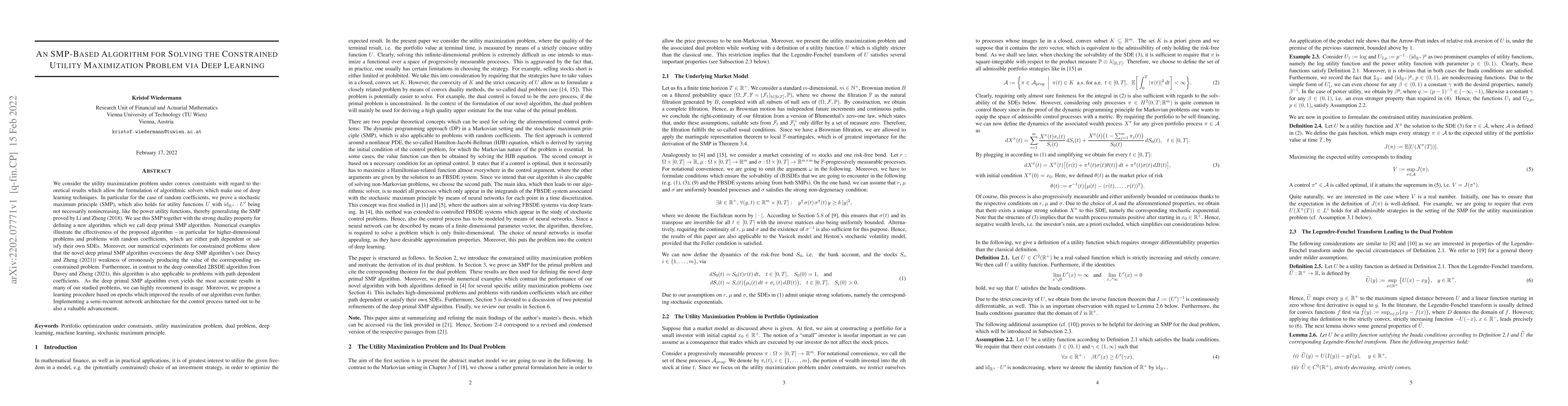 Thumbnail for An SMP-Based Algorithm for Solving the Constrained Utility Maximization
  Problem via Deep Learning