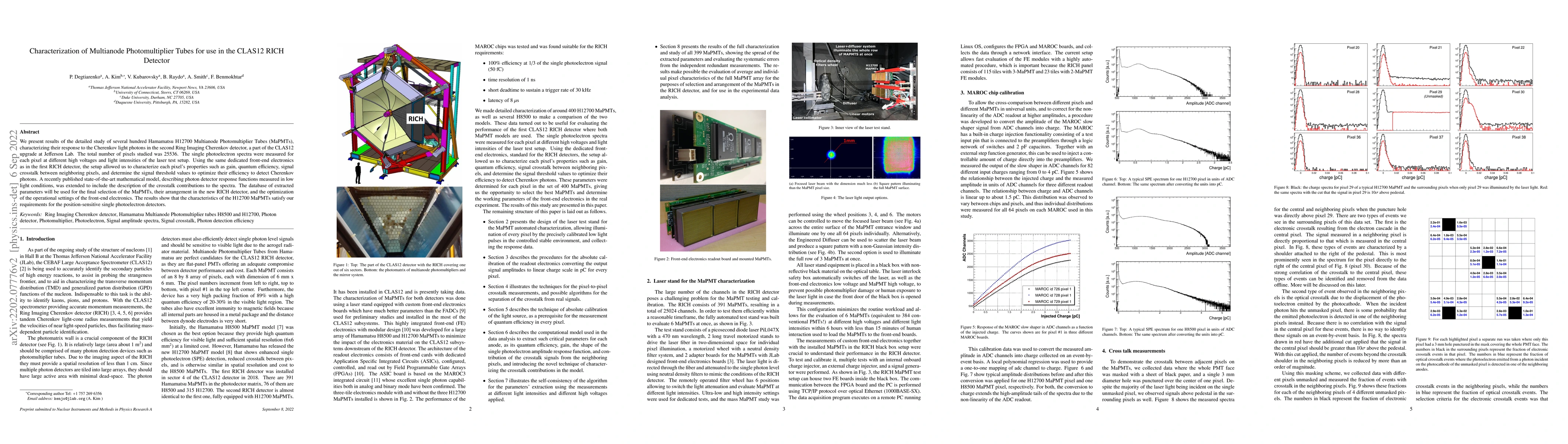 Thumbnail for Characterization of Multianode Photomultiplier Tubes for use in the
  CLAS12 RICH Detector