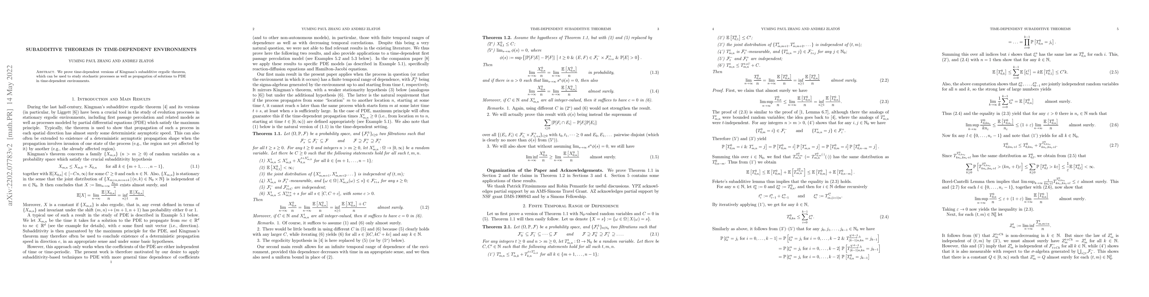 Thumbnail for Subadditive Theorems in Time-Dependent Environments