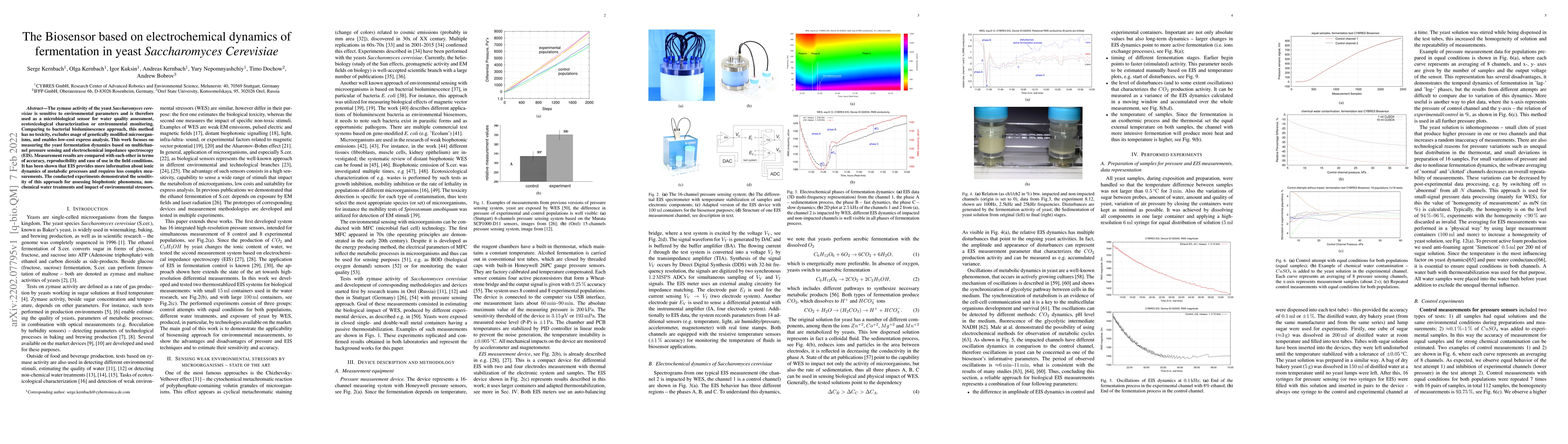 Thumbnail for The Biosensor based on electrochemical dynamics of fermentation in yeast
  Saccharomyces Cerevisiae