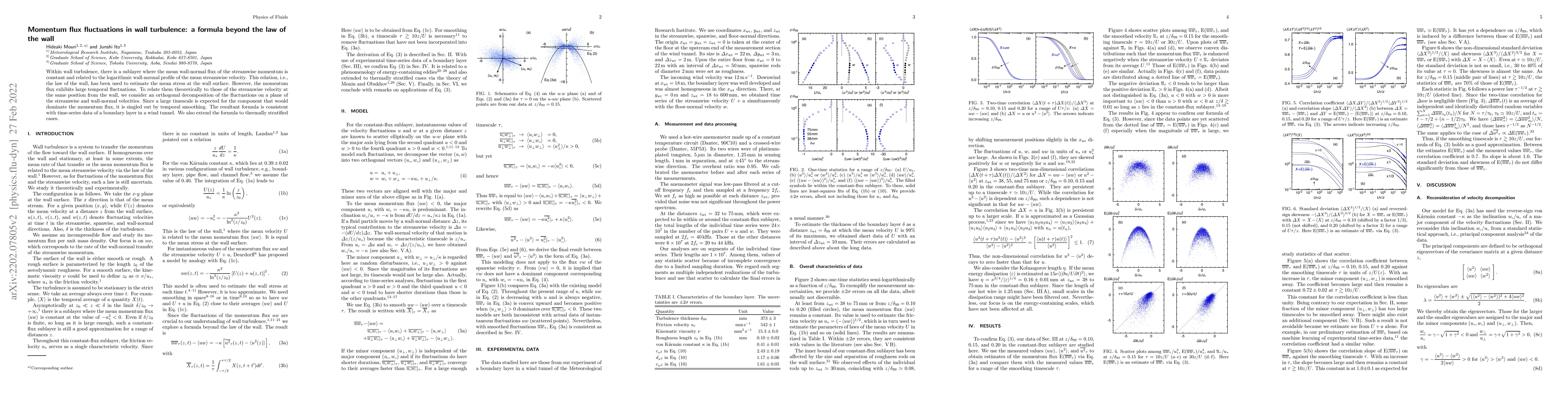 Thumbnail for Momentum flux fluctuations in wall turbulence: a formula beyond the law
  of the wall