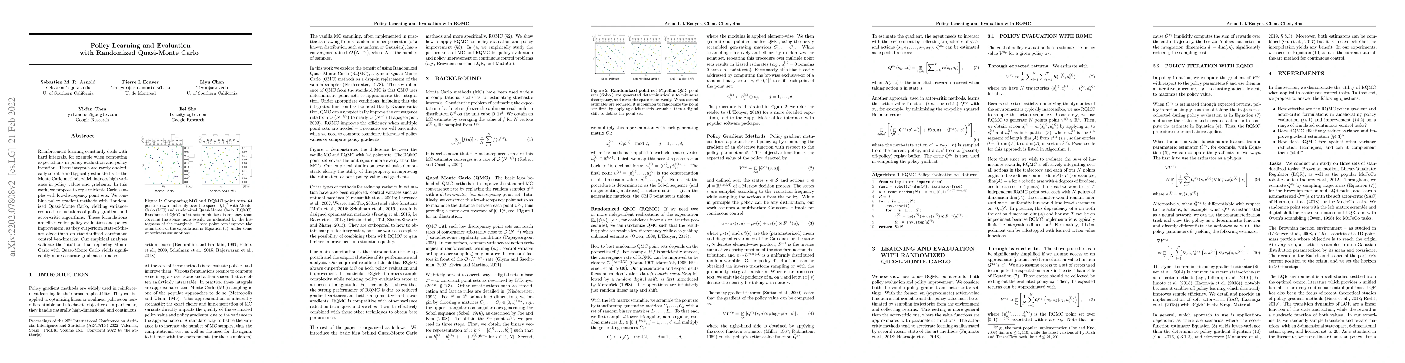 Thumbnail for Policy Learning and Evaluation with Randomized Quasi-Monte Carlo