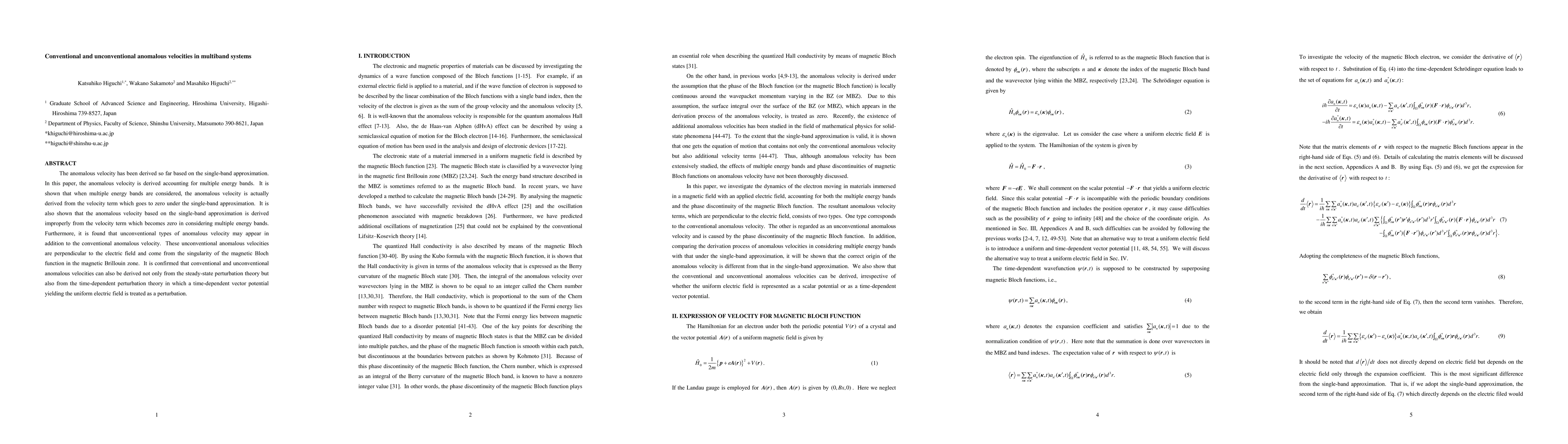 Thumbnail for Conventional and novel anomalous velocities accounting for multiple
  energy bands