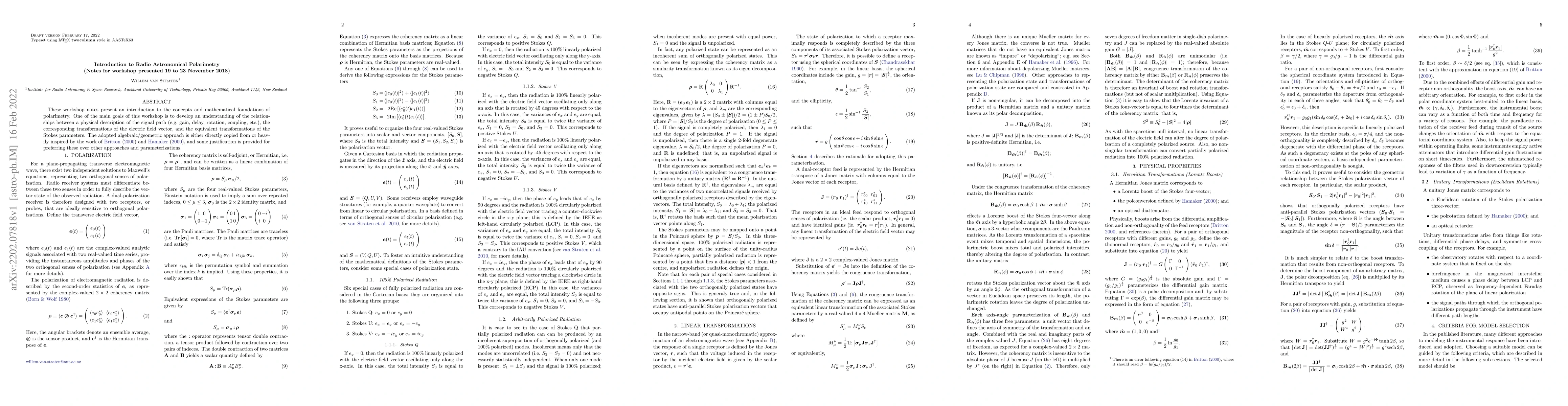Thumbnail for Introduction to Radio Astronomical Polarimetry