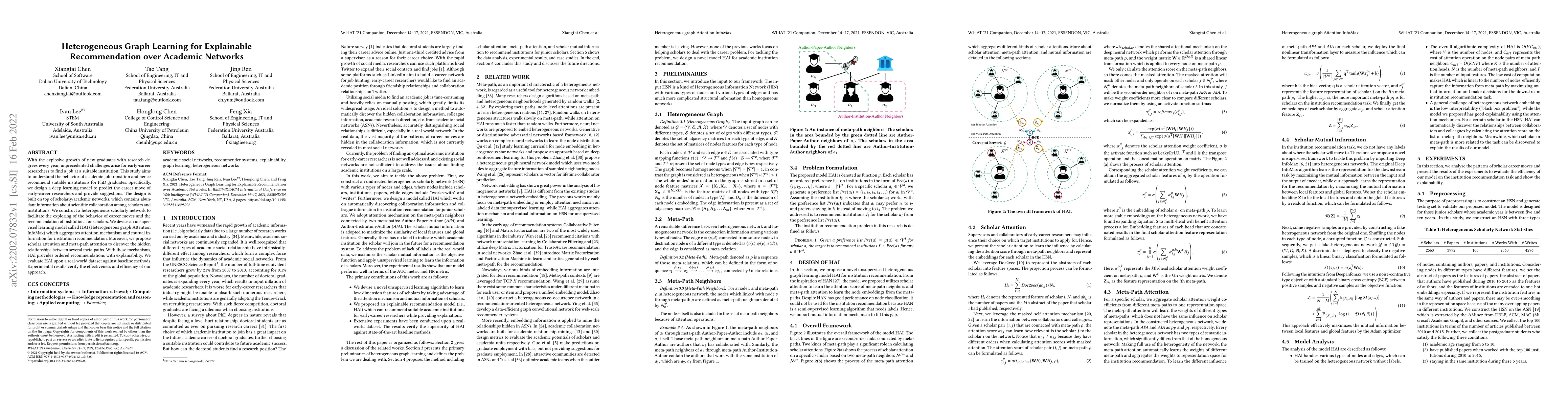 Thumbnail for Heterogeneous Graph Learning for Explainable Recommendation over
  Academic Networks