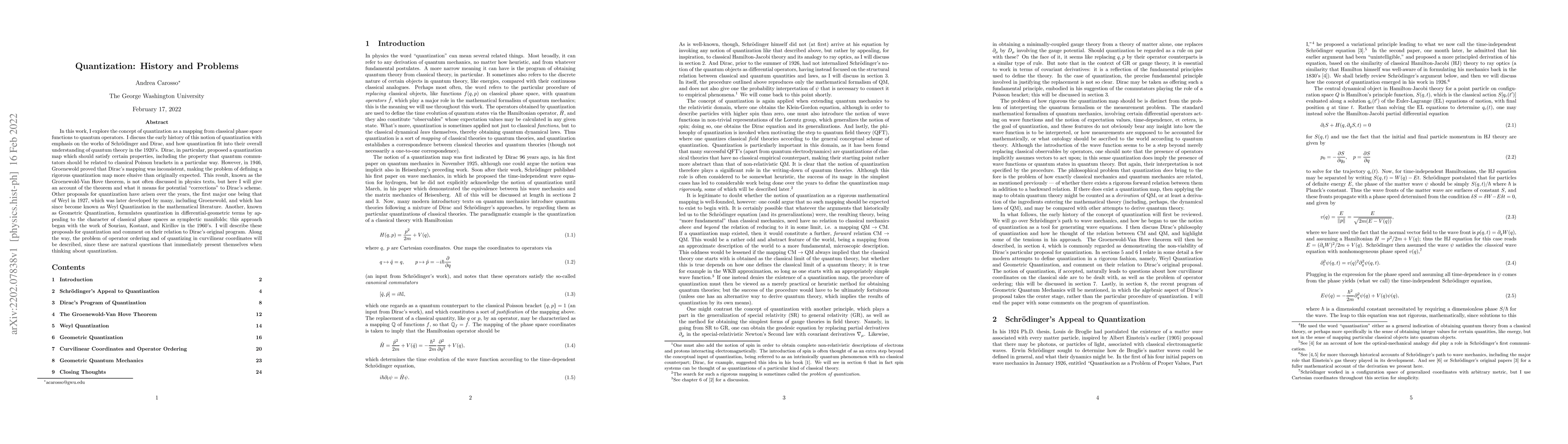 Thumbnail for Quantization: History and Problems