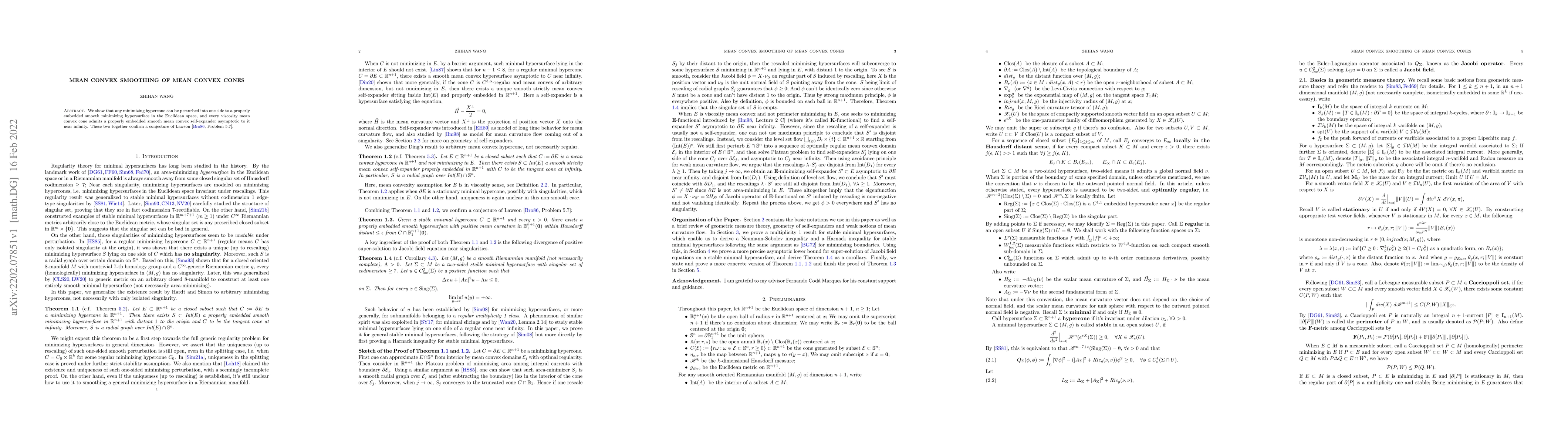 Thumbnail for Mean Convex Smoothing of Mean Convex Cones