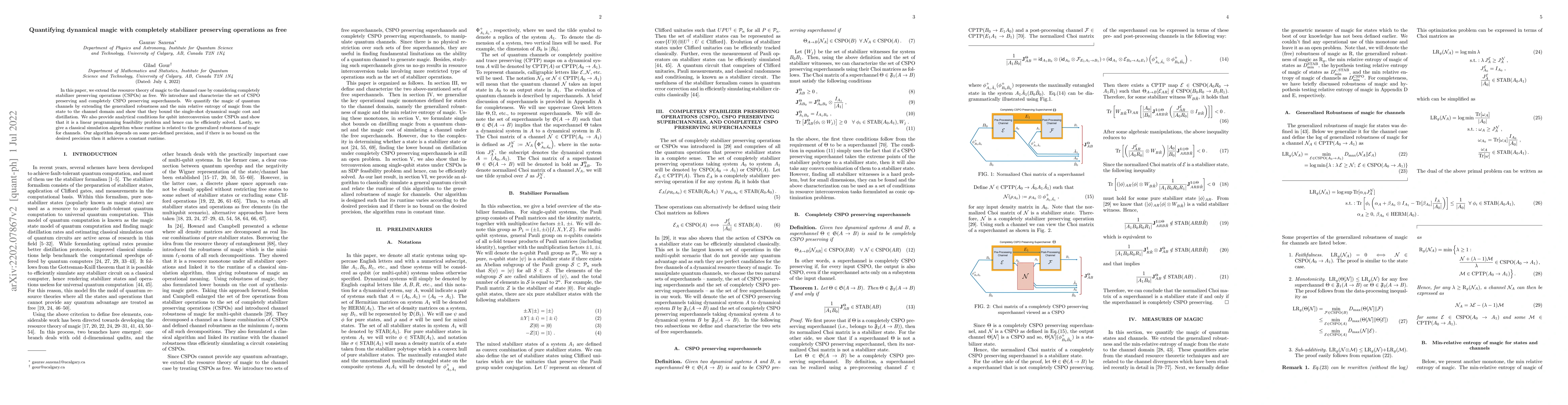 Thumbnail for Quantifying dynamical magic with completely stabilizer preserving
  operations as free