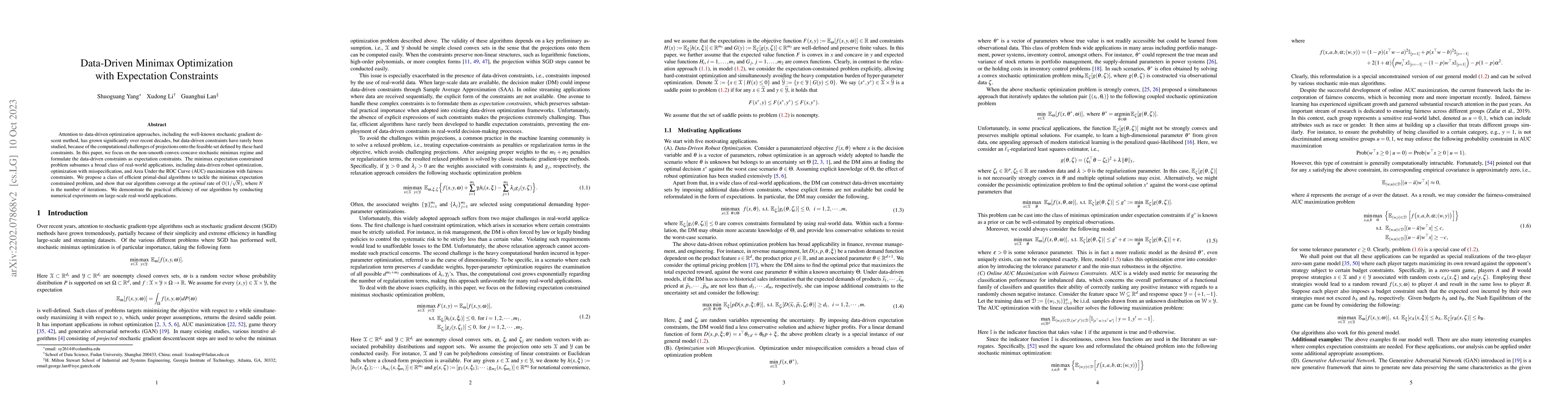 Thumbnail for Data-Driven Minimax Optimization with Expectation Constraints