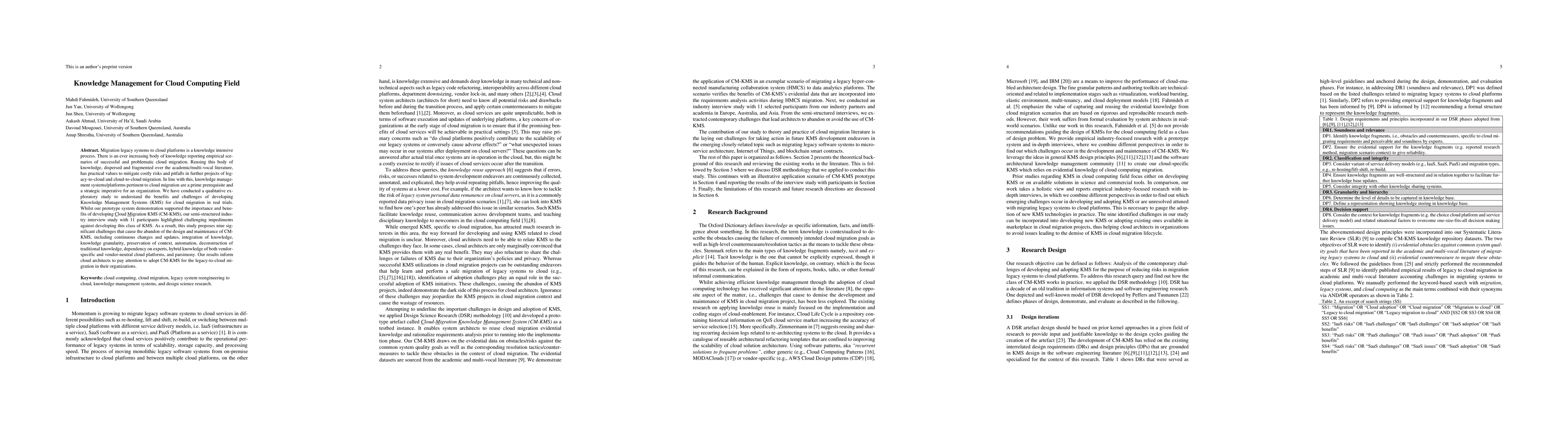 Thumbnail for Knowledge Management for Cloud Computing Field